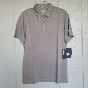 Charles River 100% Supima Cotton Women's Gray Short-Sleeve Polo Shirt. Size M